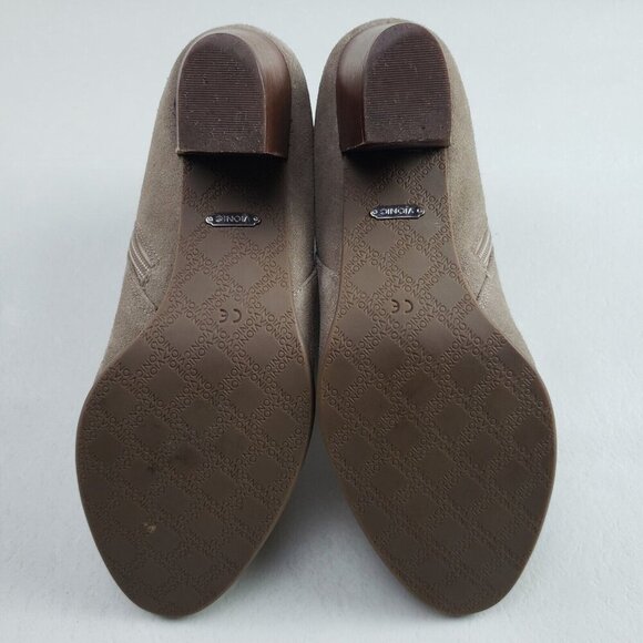 Vionic Upton Suede Ankle Boot Women 9.5 Wide Beige Side Zip Block Heeled Strappy - Picture 8 of 10